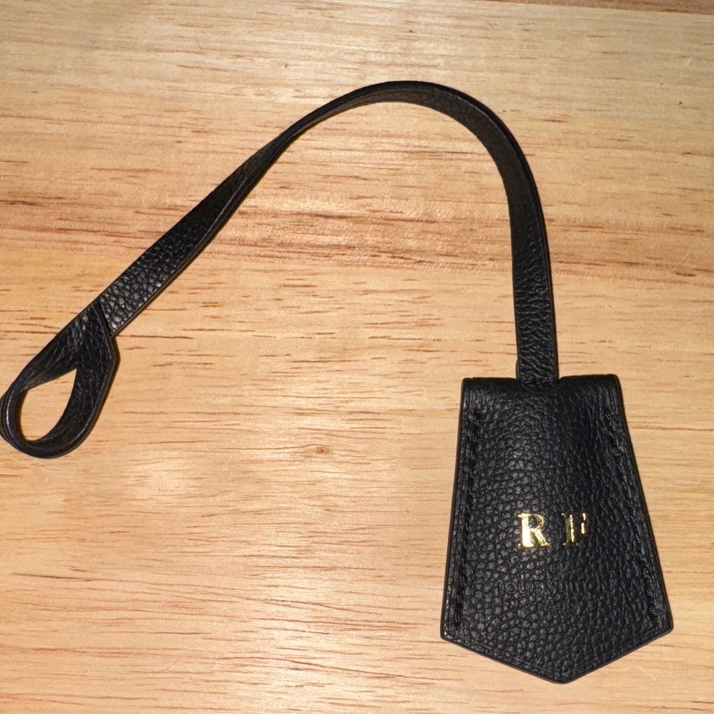 Louis Vuitton Black empreinte Leather clochette Tag with Gold Initials